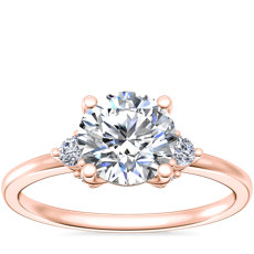 Petite Three Diamond Engagement Ring in 14k Rose Gold (1/10 ct. tw.)